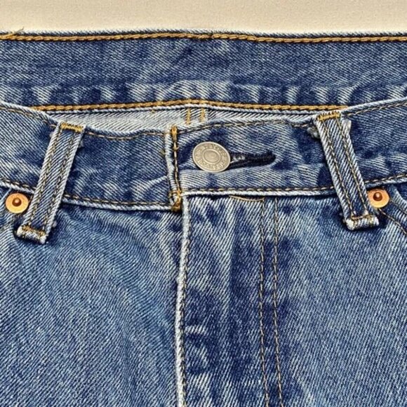 Levi's 505 Men's Blue Jeans 36x32 LEVI Strauss Reg Fit Straight Med. Wash Denim - Picture 11 of 13